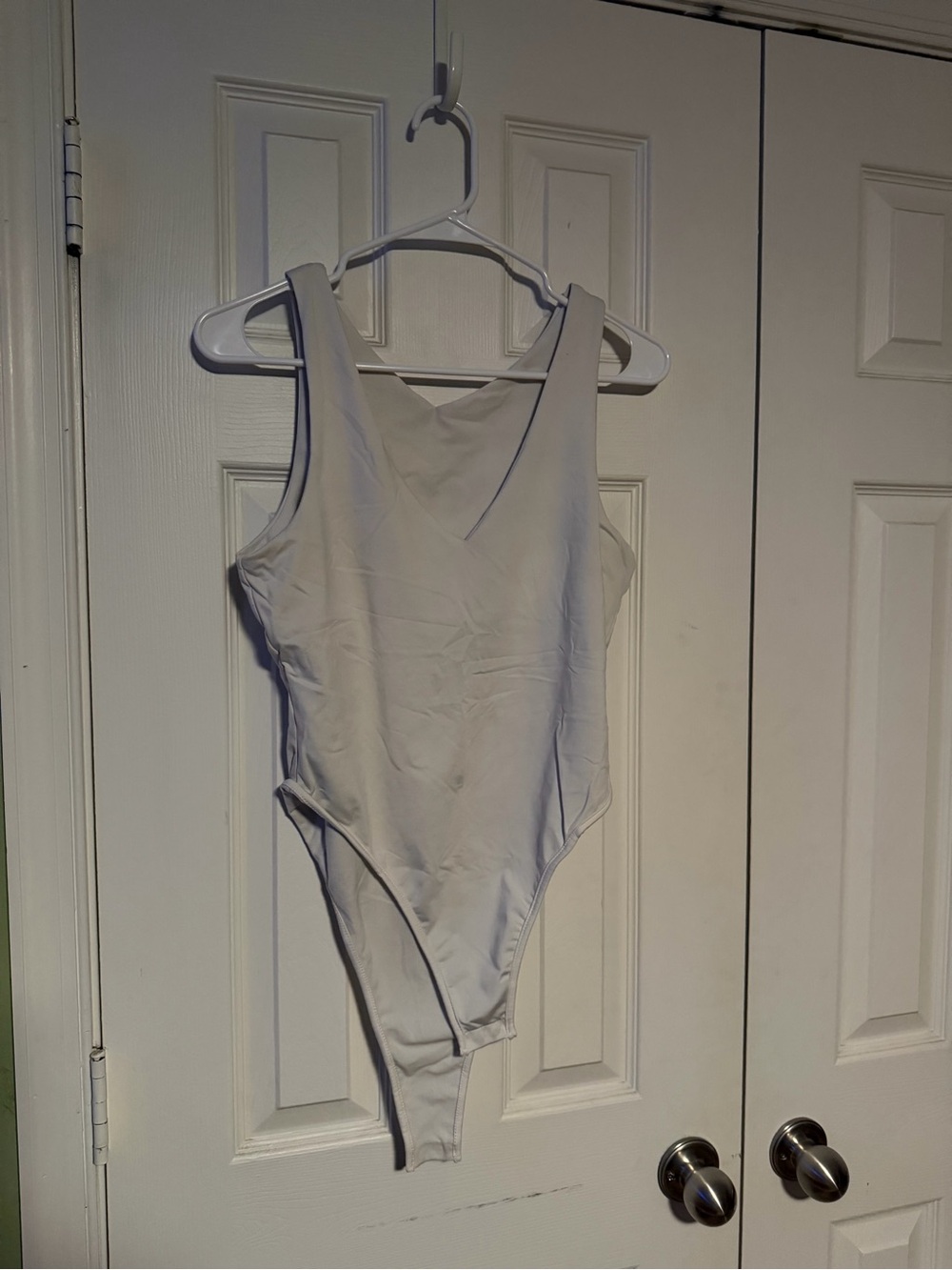 White One-Piece Swimsuit - Classic V-Neck